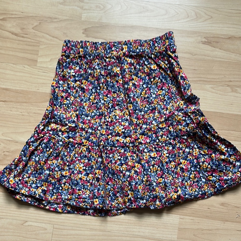 Old Navy Orange and Blue Ruffled Wrap Skirt